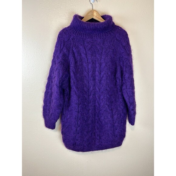 Hand knit International Express M Mohair Sweater Cable Knit Fisherman Pullover - Picture 1 of 3